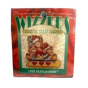 Sugarplum Christmas Wizzers Counted Cross Stitch Sleigh Ride Janlynn 1303